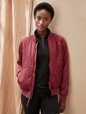 Prana Esla Quilted Lined Bomber Jacket - Cranberry